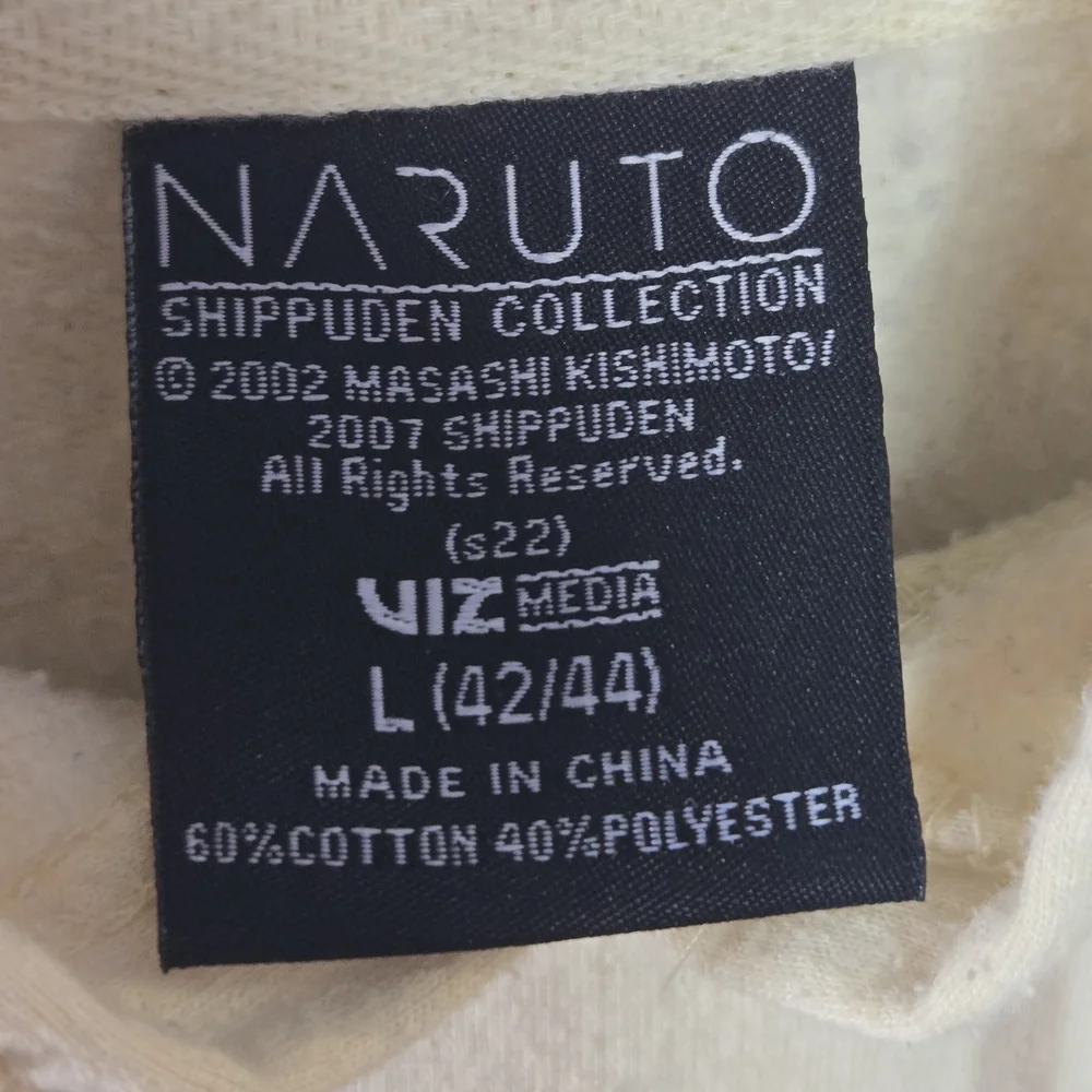 2002 Naruto Shippuden Ichiraku Ramen Hoodie Mens Large Anime Pullover in cream